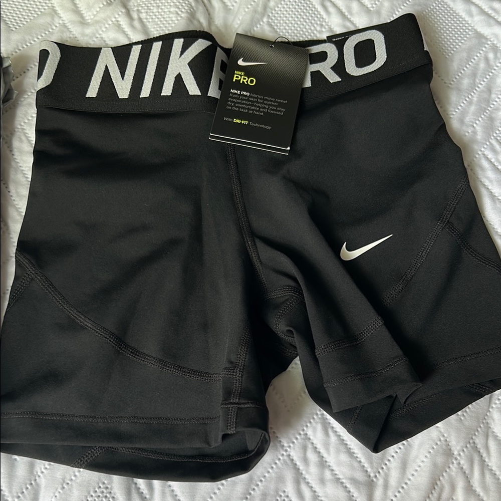 Nike Pro Black Shorts with White Logo